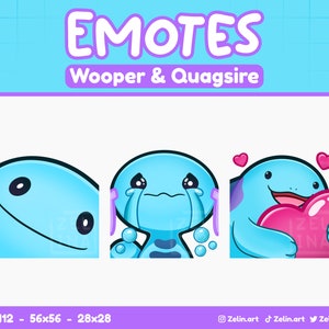Pacchetto Wooper e Quagsire/Emote per Twitch, Discord e YouTube/Risorse streaming, carino, blu