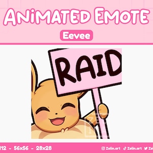 GEANIMEERDE Eevee-inval | Emote voor Twitch, Discord en YouTube | Stream activa, schattig, roze