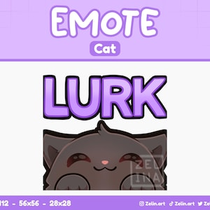 Black Cat Lurk Peek | Twitch、Discord、YouTube用エモート | ストリームアセット、かわいい、黒