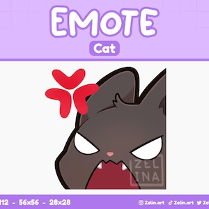 Black Cat Angry Rage | Emote for Twitch, Discord and YouTube | Stream Assets, Cute, Black