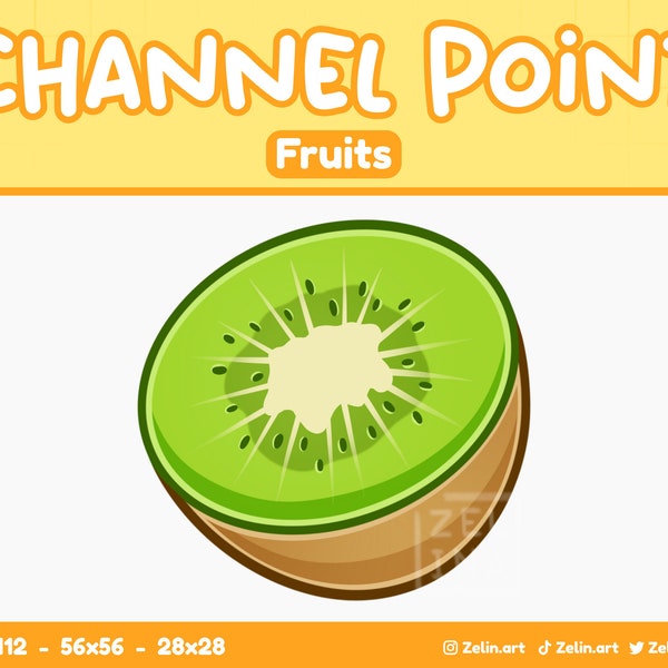 Kiwi Fruit | Channel Point / Emote for Twitch, Discord and YouTube | Stream Assets, Cute, Green