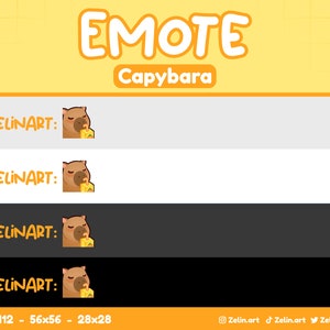 Capybara Drink Sip Emote for Twitch, Discord and YouTube Stream Assets, Cute, Yellow image 2