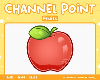 Apple Fruit | Channel Point / Emote for Twitch, Discord and YouTube | Stream Assets, Cute, Red