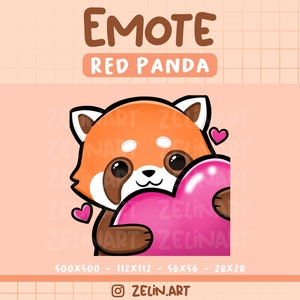 Cute Red Panda Heart Emote for Twitch, Discord and YouTube | Streamer Graphics