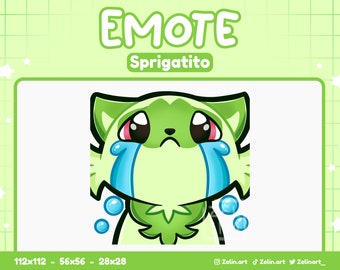 Sprigatito Cry Sad | Emote for Twitch, Discord and YouTube | Stream Assets, Cute, Green