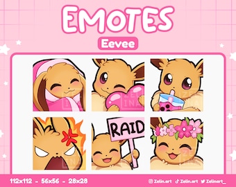 Eevee | Emote Bundle for Twitch, Discord and YouTube | Stream Assets, Cute, Pink