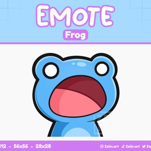 Frog Shocked Gasp | Emote for Twitch, Discord and YouTube | Stream Assets, Cute, Blue
