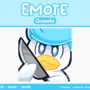 Quaxly Knife Angry | Emote for Twitch, Discord and YouTube | Stream Assets, Cute, Blue