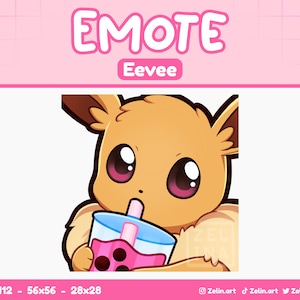 Eevee Boba Drink | Emote for Twitch, Discord and YouTube | Stream Assets, Cute, Pink