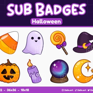 Spooky Halloween | Sub / Bit Badges Bundle for Twitch, Discord and YouTube | Stream Assets, Cute, Multicolour