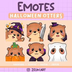 Cute Halloween Otters Emote Bundle for Twitch, Discord and YouTube | Streamer Graphics
