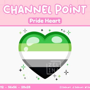 Könnte beinhalten: Eine herzförmige Grafik in Grün, Weiß, Grau und Schwarz mit dem Text "Pride Heart" darüber. Das Herz ist von kleinen weißen, grünen und grauen Sternen umgeben.