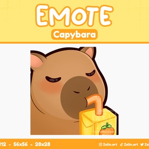 Capybara Drink Sip Emote for Twitch, Discord and YouTube Stream Assets, Cute, Yellow image 1