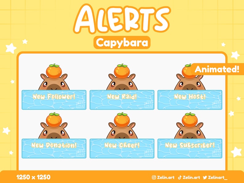 ANIMATED Capybara | Alerts for Twitch | New Subscriber, Follower, Host ...