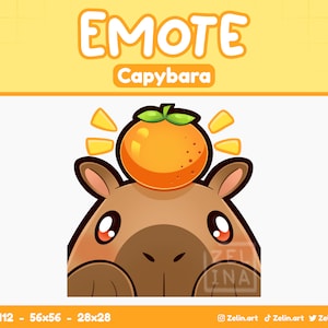 Capybara Lurk Mandarin | Emote for Twitch, Discord and YouTube | Stream Assets, Cute, Yellow