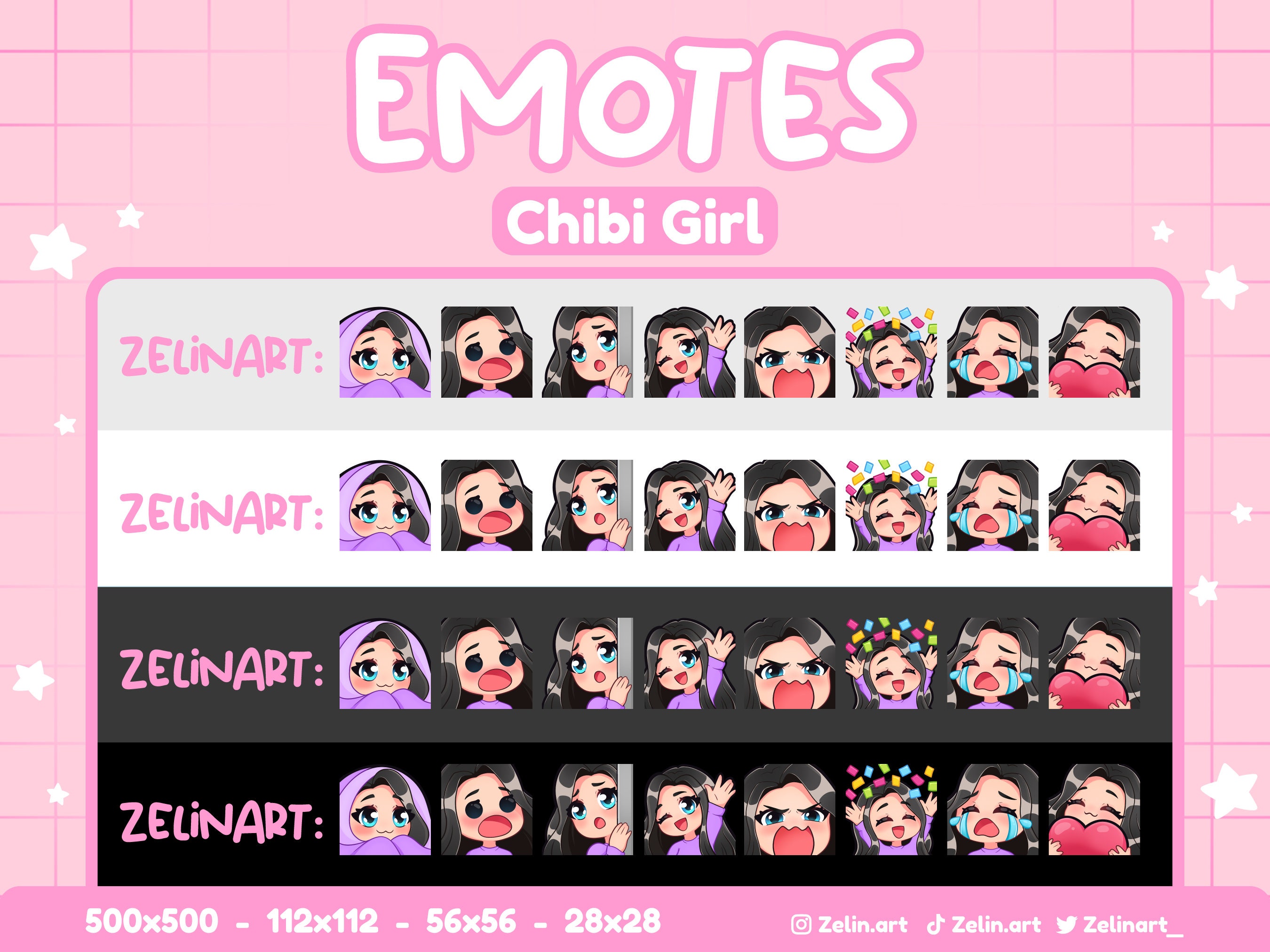 Demon Girl Emote Bundle for Twitch Discord  Chibi 