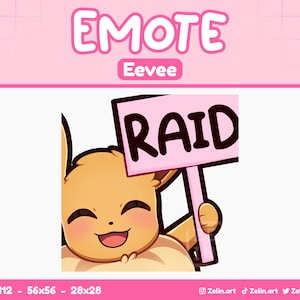 Eevee Raid | Emotka dla Twitch, Discord i YouTube | Zasoby strumieniowe, słodkie, różowe