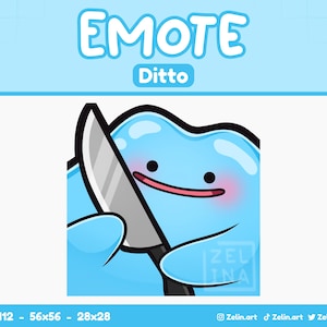Shiny Ditto Knife Angry | Emote for Twitch, Discord and YouTube | Stream Assets, Cute, Blue