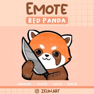 Cute Red Panda Knife Emote for Twitch, Discord and YouTube | Streamer Graphics