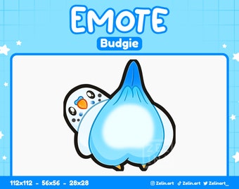 Blue Budgie Butt | Emote for Twitch, Discord and YouTube | Stream Assets, Cute, Blue