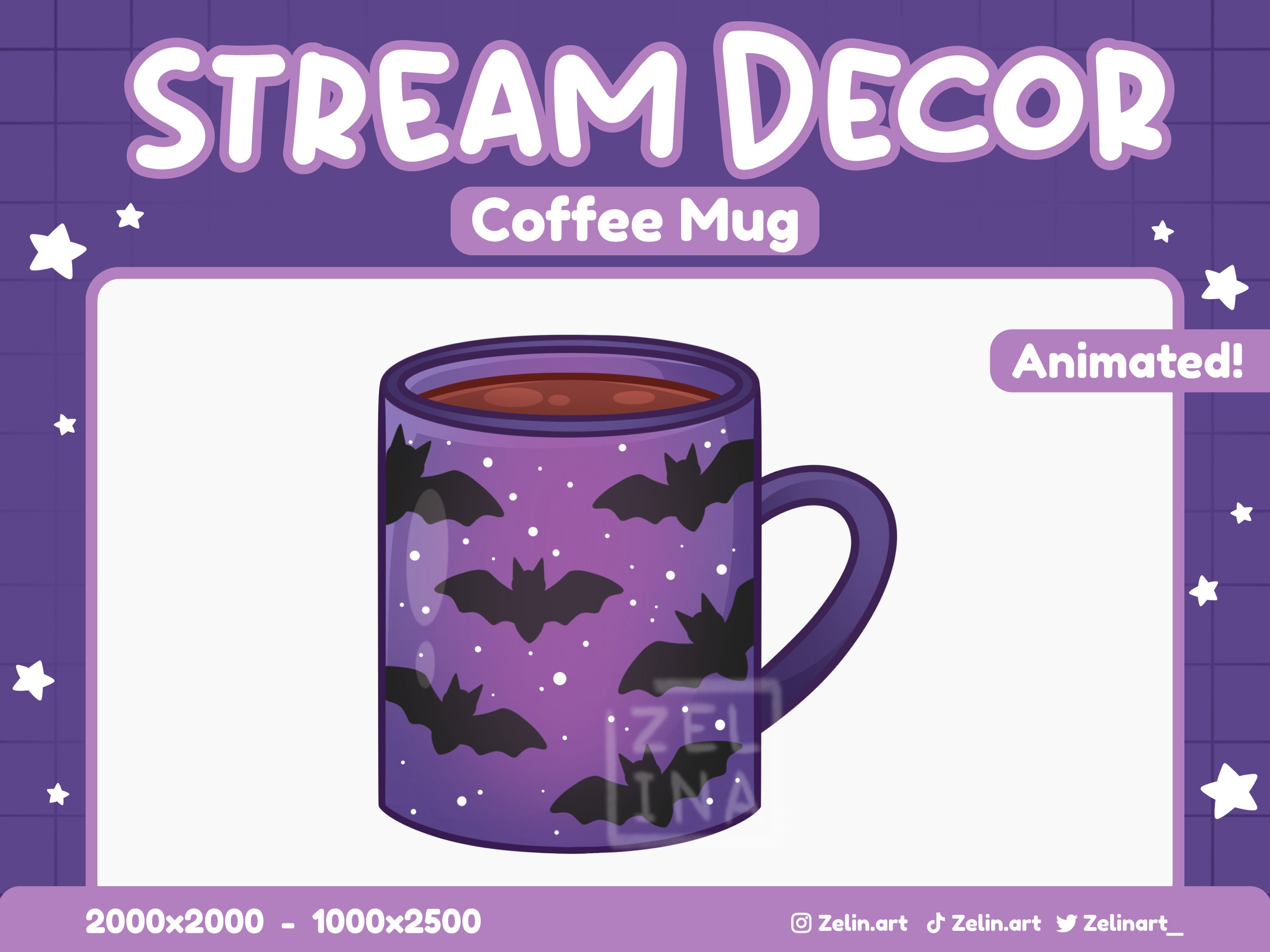 Halloween Bat Coffee Mug ANIMATED Stream Decoration for Twitch and