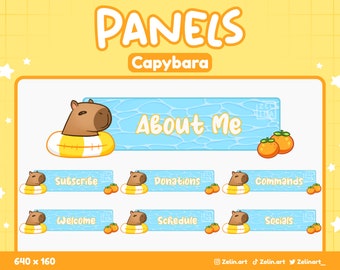 30 Capybara Info Panels for Twitch | Stream Assets, Cute, Blue