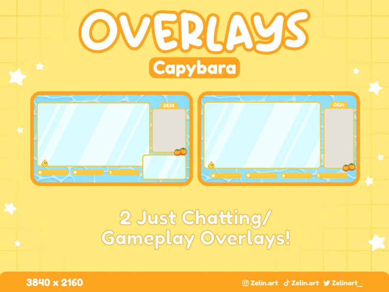 Capybara Stream Package | Overlays, Scenes, Emotes, Sub Badges, Cam ...