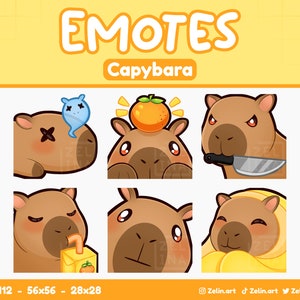 Capybara | Emote Bundle for Twitch, Discord and YouTube | Stream Assets, Cute, Yellow