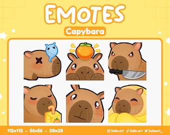 Capybara | Emote Bundle for Twitch, Discord and YouTube | Stream Assets, Cute, Yellow