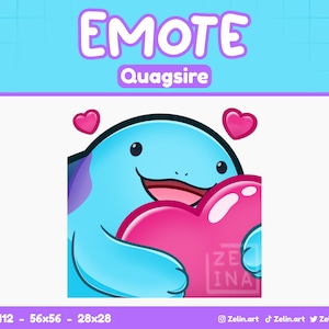Quagsire Liebe Herz | Emote für Twitch, Discord und YouTube | Gießen, niedlich, blau