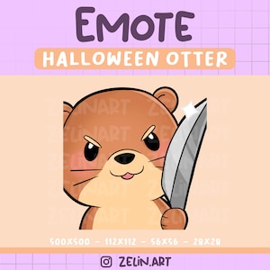 Cute Halloween Otter Knife Emote for Twitch, Discord and YouTube | Streamer Graphics