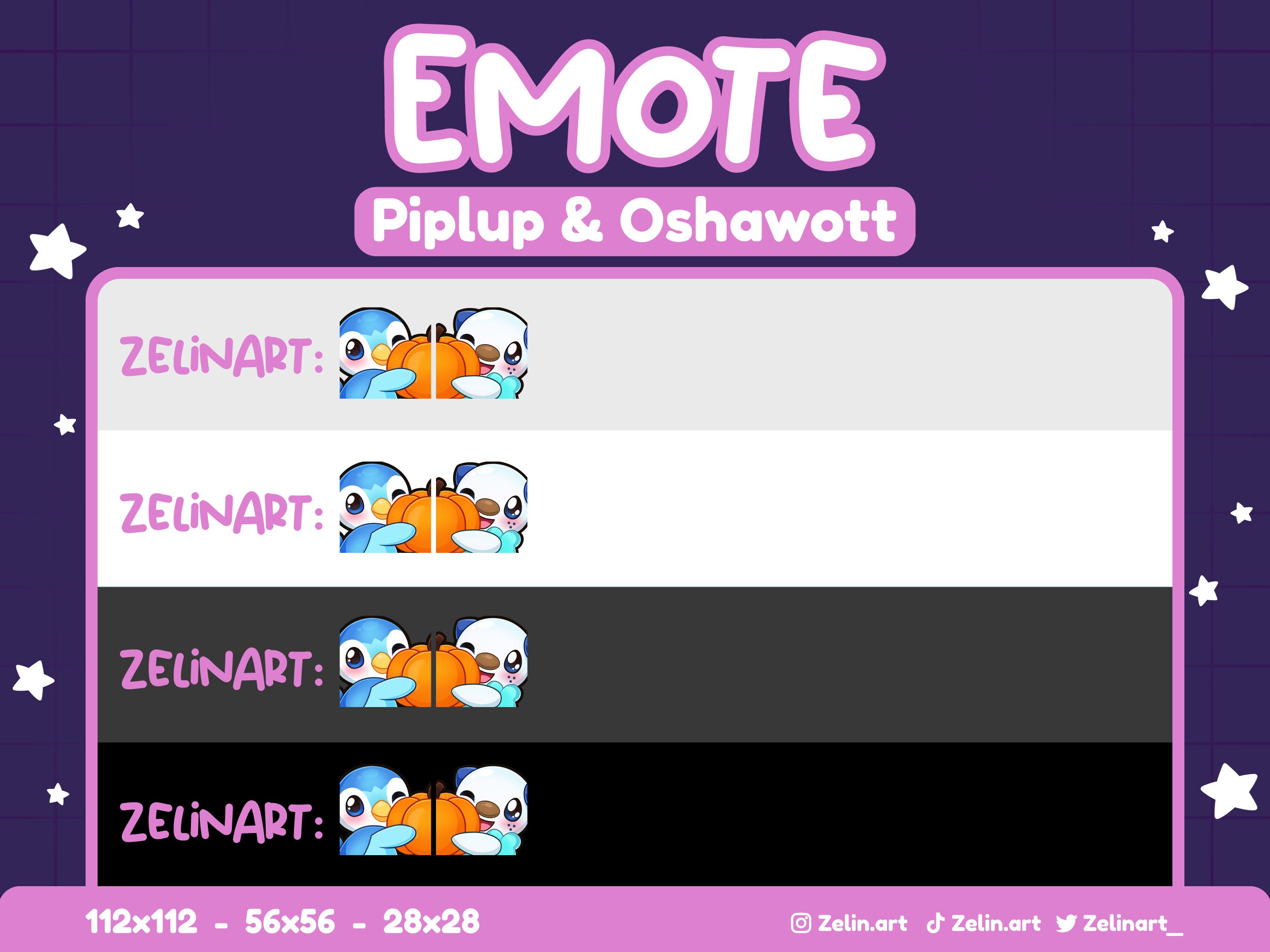 Piplup & Oshawott Halloween Pumpkin | Emote for Twitch, Discord