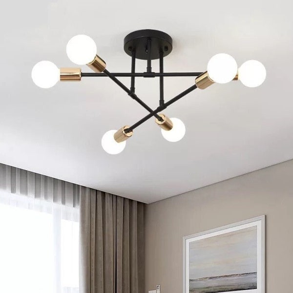 Modern ceiling industrial minimalist light 6 heads