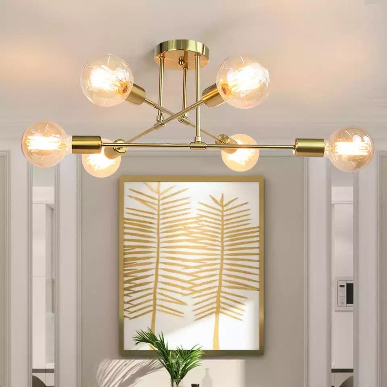 Modern Gold industrial ceiling light lamp minimalist living room lighting image 1