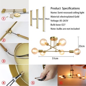 Modern Gold industrial ceiling light lamp minimalist living room lighting image 2