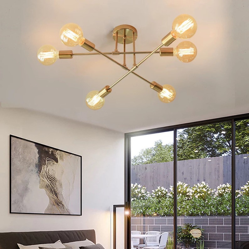 Modern Gold industrial ceiling light lamp minimalist living room lighting image 4