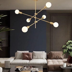 Gold/Black Head Nordic Minimalist Modern Ceiling Light Chandelier Living Room Dining Room Bedroom Light