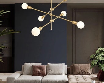 Gold/Black Head Nordic Minimalist Modern Ceiling Light Chandelier Living Room Dining Room Bedroom Light