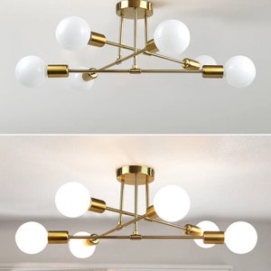 Modern Gold industrial ceiling light lamp minimalist living room lighting image 3