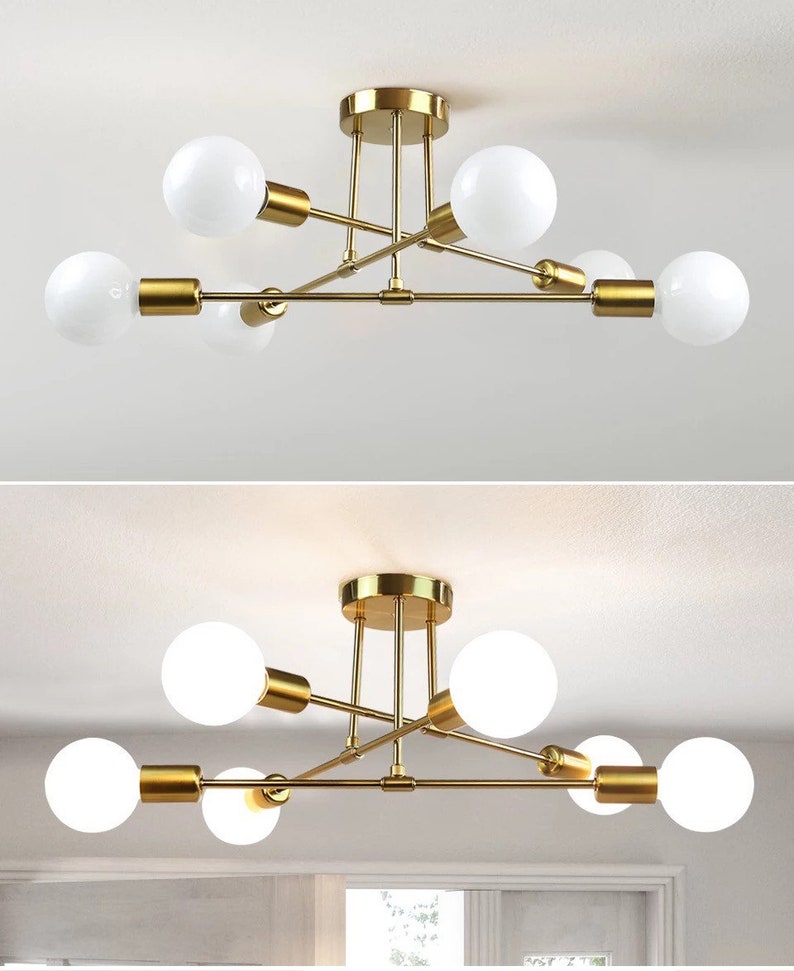 Modern Gold industrial ceiling light lamp minimalist living room lighting image 3