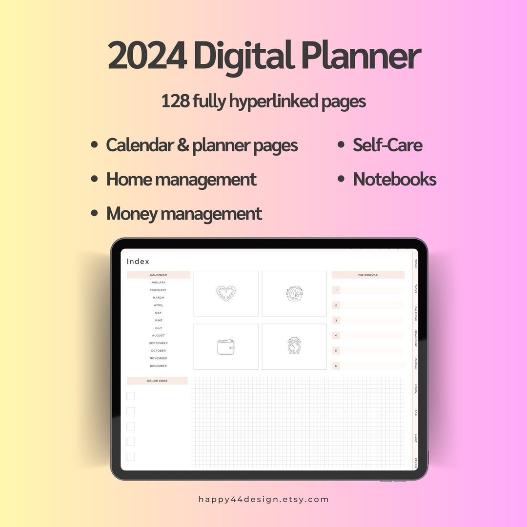 2024 Digital Planner Printable Planner Daily Weekly & - Etsy Ireland