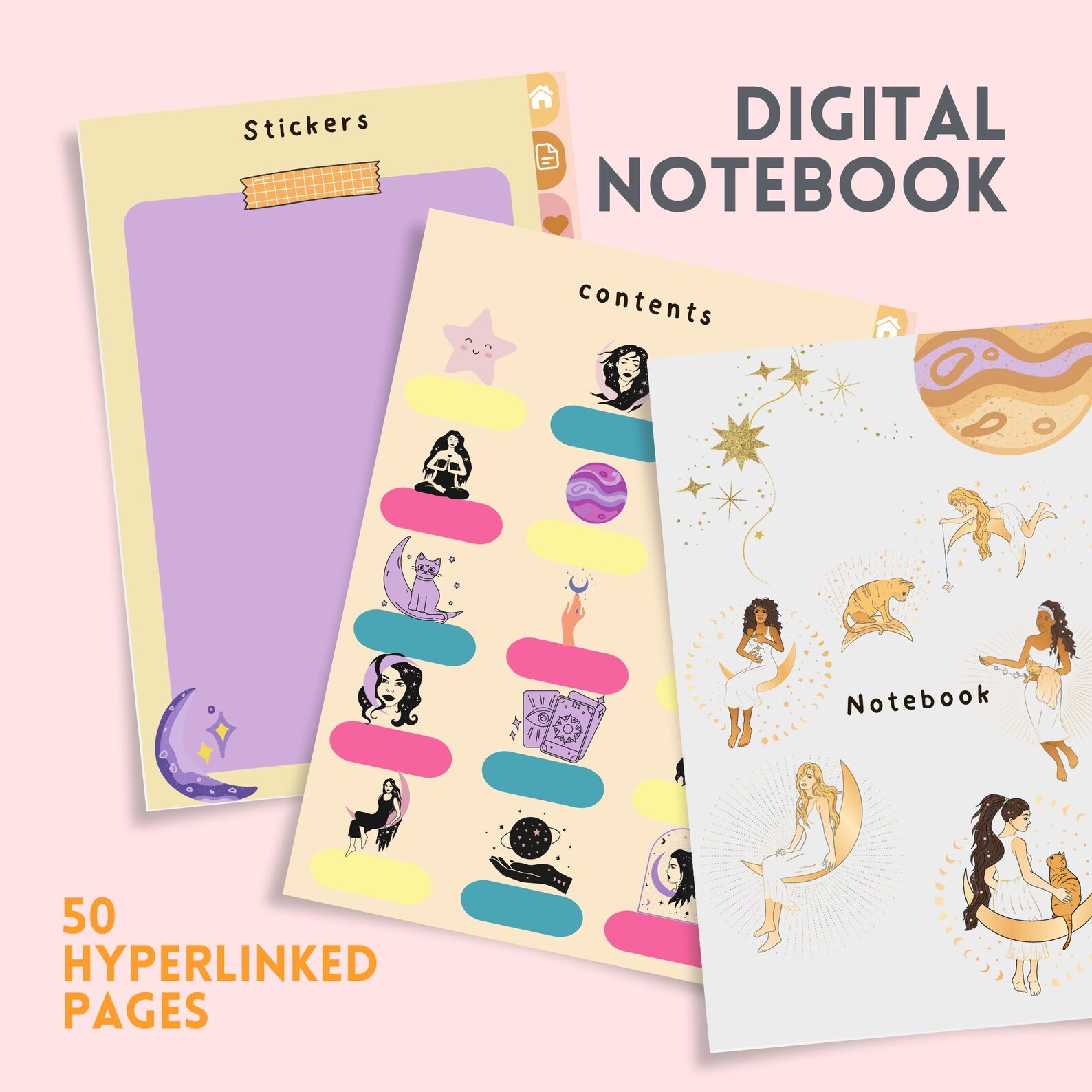 Digital Notebook for Goodnotes and Notability Customizable Hyperlinked
