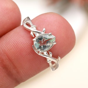 Aquamarine Ring, 925 Silver Ring, Handmade Ring, Women Ring, Gemstone Ring, Statement Ring, Pear Gemstone Ring, Genuine Real Blue Stone Ring