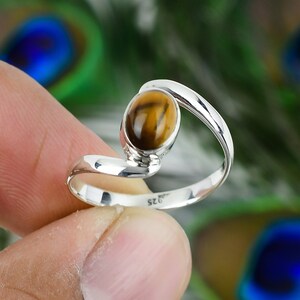 Tiger Eye Ring, 925 Sterling Silver Ring, Women Ring, Minimalist Silver Jewelry, Gemstone Ring, Handmade Ring, Boho Ring, Gift for Sister