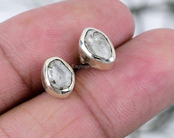 Precious Herkimer Diamond Earrings, Gemstone Earrings, White Stud Earrings, 925 Sterling Silver Jewelry, Wedding Gift, Earrings For Sister