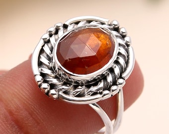 Orange Kyanite Sterling Silver Ring: Handmade Oval Gemstone Jewelry