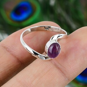 Handmade Amethyst Sterling Silver Ring: Boho Hippie Jewelry