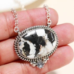 White buffalo turquoise necklace handmade gemstone necklace 925 sterling silver necklace adjustable chain necklace silver jewelry, Gift