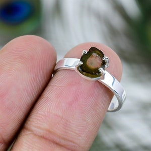 Natural Watermelon Tourmaline Gemstone 925 Sterling Silver Ring Jewelry Bi Color Ring - Handmade Jewelry Ring