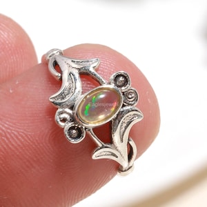 Ethiopian Opal Ring, 925 Sterling Silver Ring, Oval Gemstone Ring, Bohemian Ring, Women Ring, Handmade Jewelry, Elegant Silver, Gift for Her
